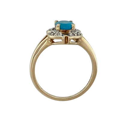 9ct Gold Blue Stone & Cubic Zirconia Ring