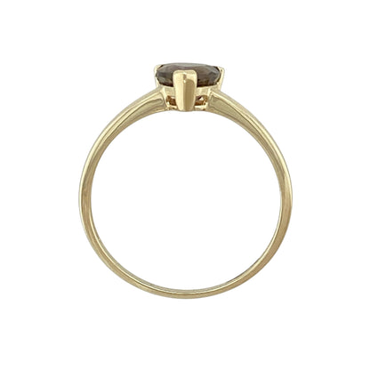 9ct Gold & Smoky Quartz Teardrop Solitaire Ring