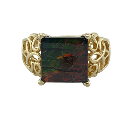 9ct Gold & Ammolite Signet Ring