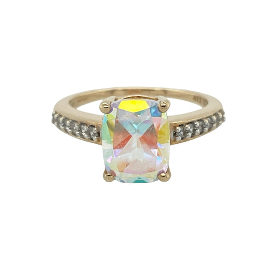 9ct Gold Mystic Topaz & Cubic Zirconia Ring