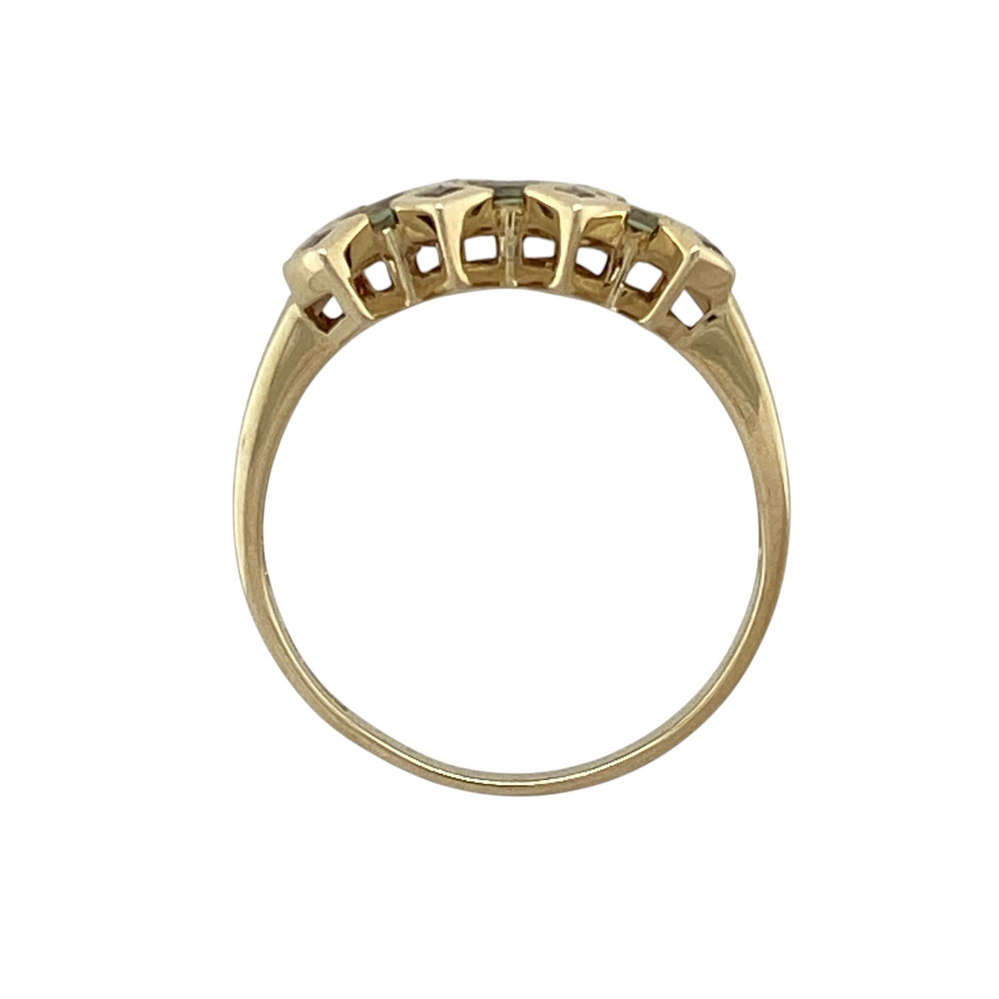 9ct Gold Peridot & Cubic Zirconia Band Cluster Ring