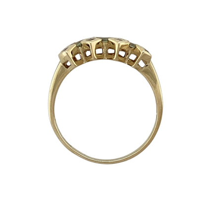 9ct Gold Peridot & Cubic Zirconia Band Cluster Ring