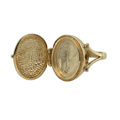 9ct Gold Patterned Oval Locket Ring
