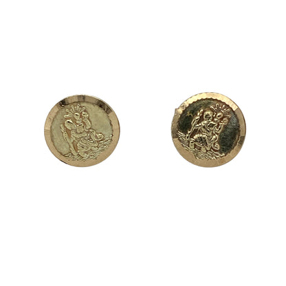 Add meaningful style to your jewellery collection with these pre-owned 9ct yellow gold St Christopher round stud earrings, featuring a timeless symbolic design with classic everyday appeal—perfect for gifting, travel keepsakes, or sentimental wear.

Design: The earrings feature round stud designs showcasing the traditional St Christopher motif, creating a timeless and meaningful jewellery style suitable for everyday wear.