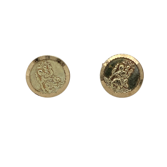 Add meaningful style to your jewellery collection with these pre-owned 9ct yellow gold St Christopher round stud earrings, featuring a timeless symbolic design with classic everyday appeal—perfect for gifting, travel keepsakes, or sentimental wear.

Design: The earrings feature round stud designs showcasing the traditional St Christopher motif, creating a timeless and meaningful jewellery style suitable for everyday wear.
