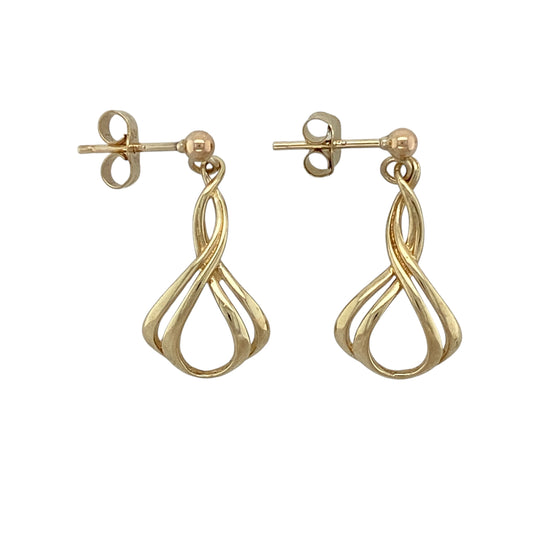 9ct Gold Twisted Drop Earrings