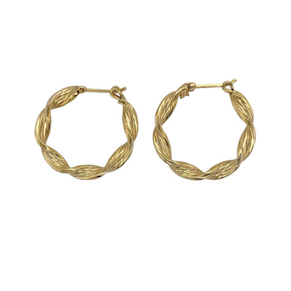 9ct Gold Twisted Hoop Creole Earrings