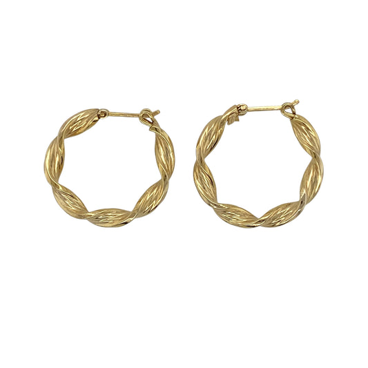 9ct Gold Twisted Hoop Creole Earrings
