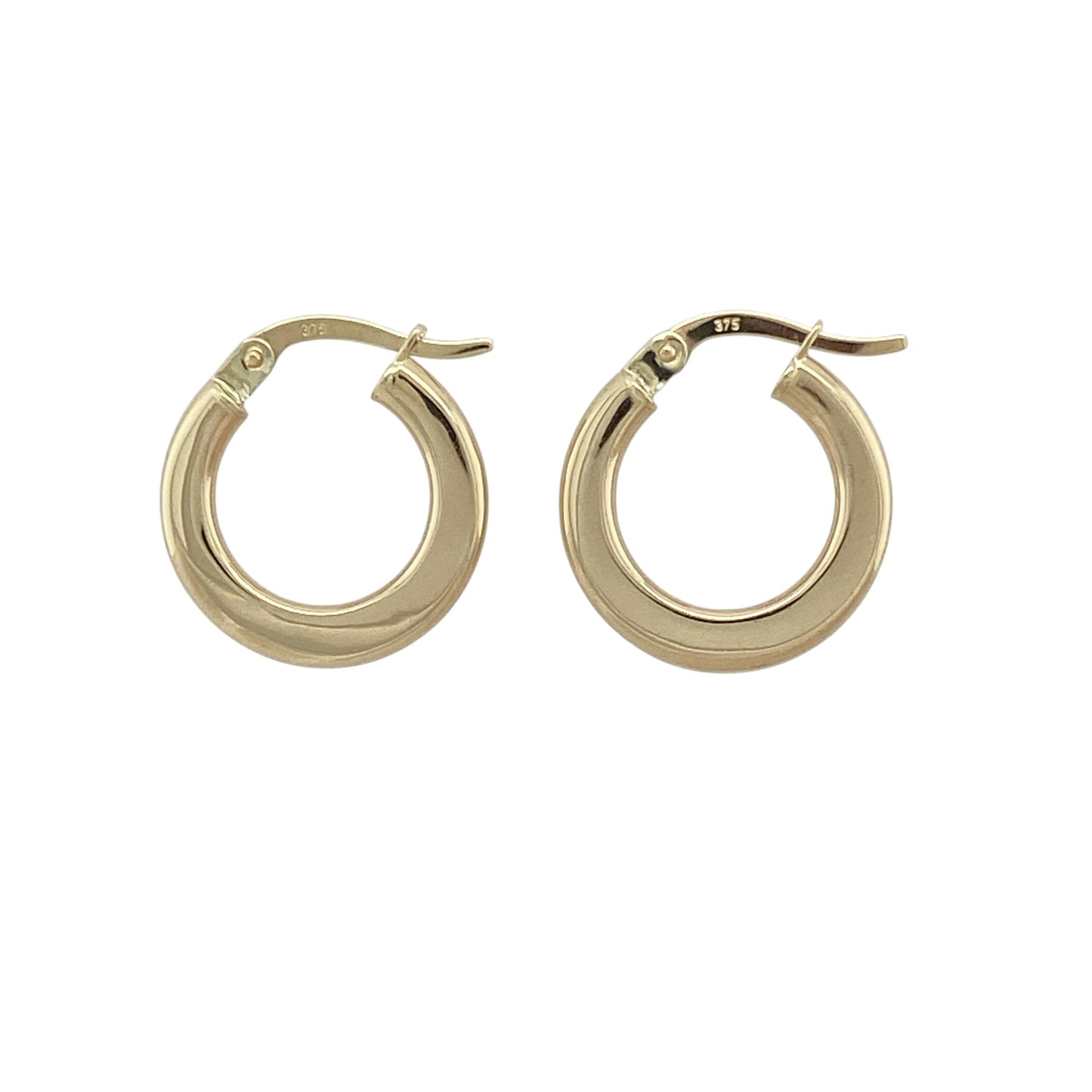 9ct Gold Plain Flat Hoop Creole Earrings
