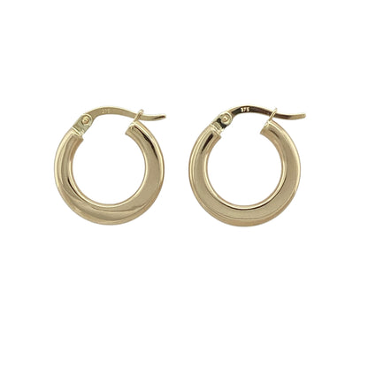 9ct Gold Plain Flat Hoop Creole Earrings