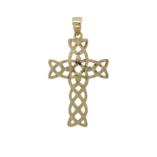 Add meaningful heritage-inspired style to your jewellery collection with this pre-owned 9ct yellow gold Celtic open cross pendant, featuring a timeless symbolic design with intricate detailing—perfect for everyday wear, gifting, or spiritual jewellery collections.

Design: The pendant features a traditional open cross design inspired by Celtic styling, creating an elegant and meaningful look with timeless appeal.