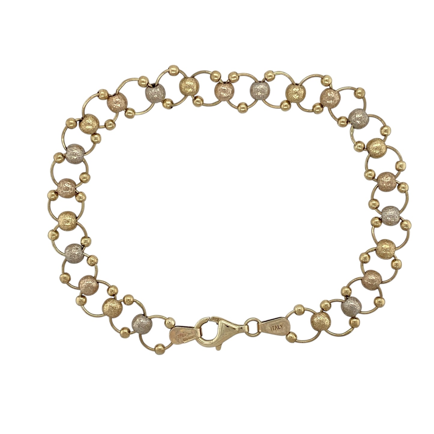 9ct Gold 7" Sparkle Ball Round Link Bracelet