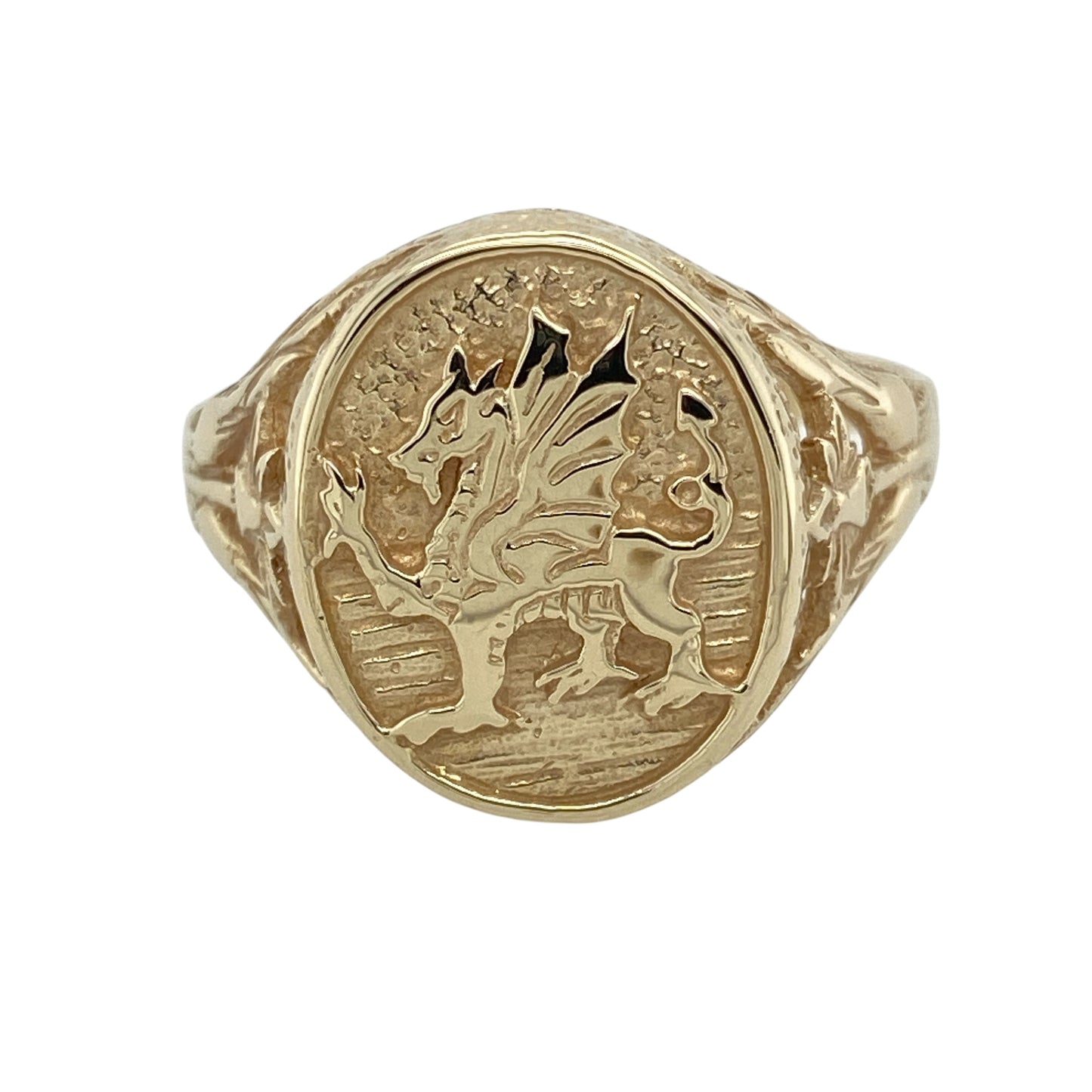 9ct Gold Welsh Dragon Oval Signet Ring