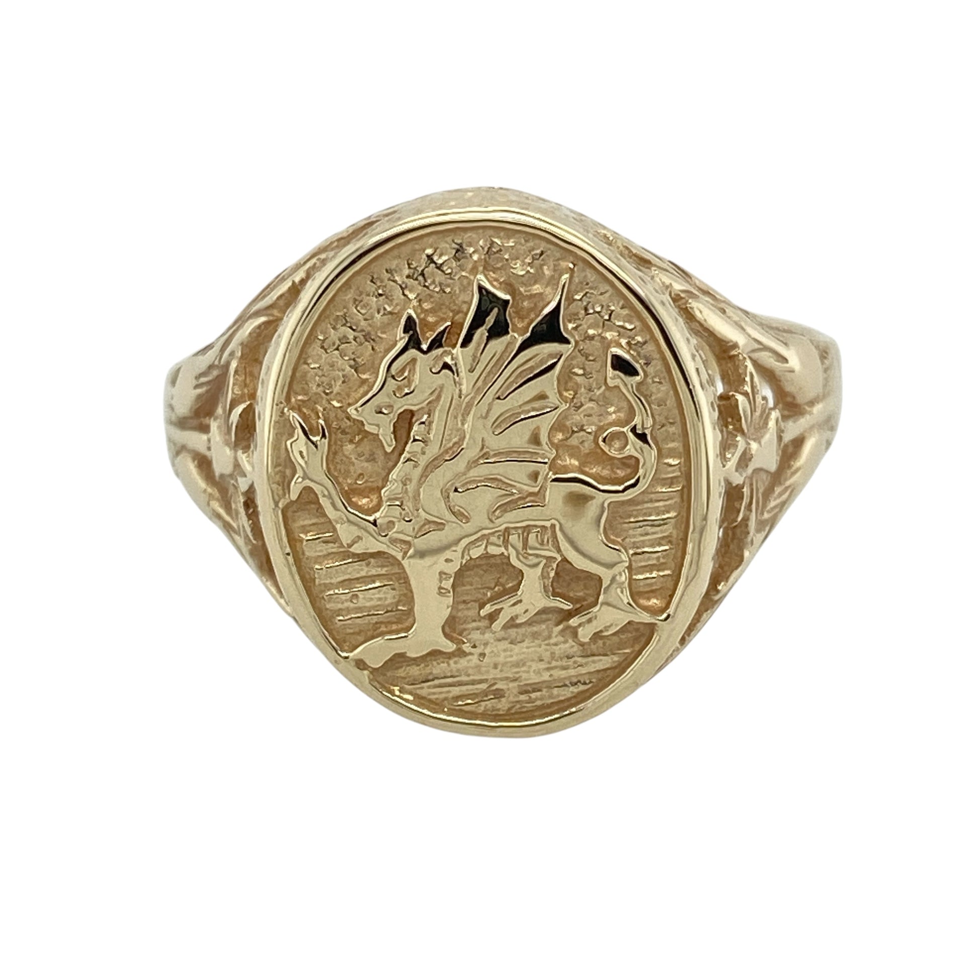 9ct Gold Welsh Dragon Oval Signet Ring