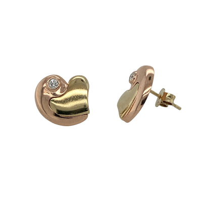 9ct Gold & Diamond Heart Clogau Stud Earrings