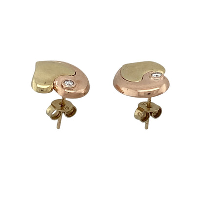 9ct Gold & Diamond Heart Clogau Stud Earrings