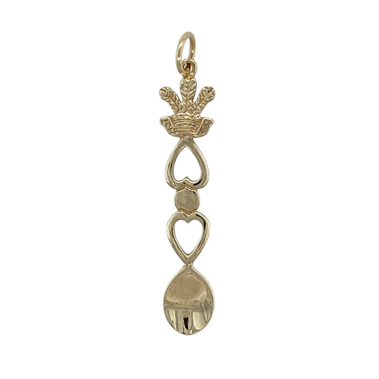 9ct Gold Welsh Three Feathers Lovespoon Pendant