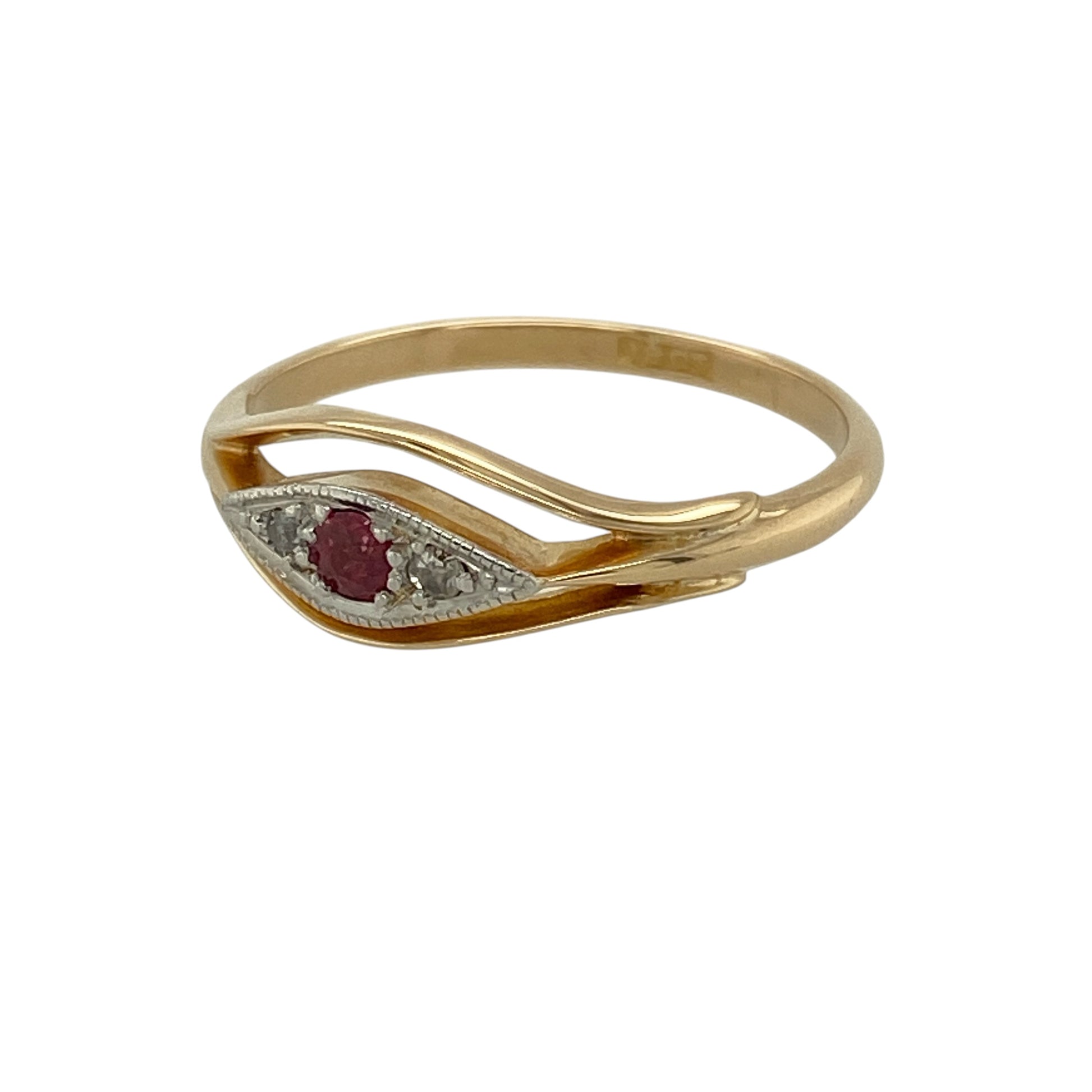Add vintage-inspired elegance to your jewellery collection with this pre-owned 18ct yellow gold diamond and ruby trilogy ring, featuring a timeless three-stone design with rich colour and delicate sparkle—perfect for special occasions, meaningful gifting, or sophisticated everyday wear.

Design: The ring showcases a vibrant 3mm ruby centre stone, flanked by a small sparkling diamond on either side, creating a classic trilogy arrangement with elegant vintage-inspired styling.