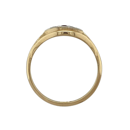 18ct Gold Diamond & Ruby Trilogy Vintage Style Ring