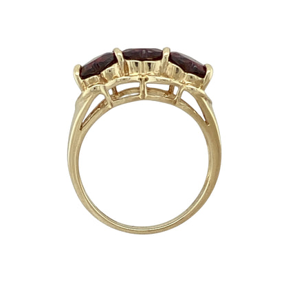 9ct Gold Diamond & Garnet Heart Band Ring