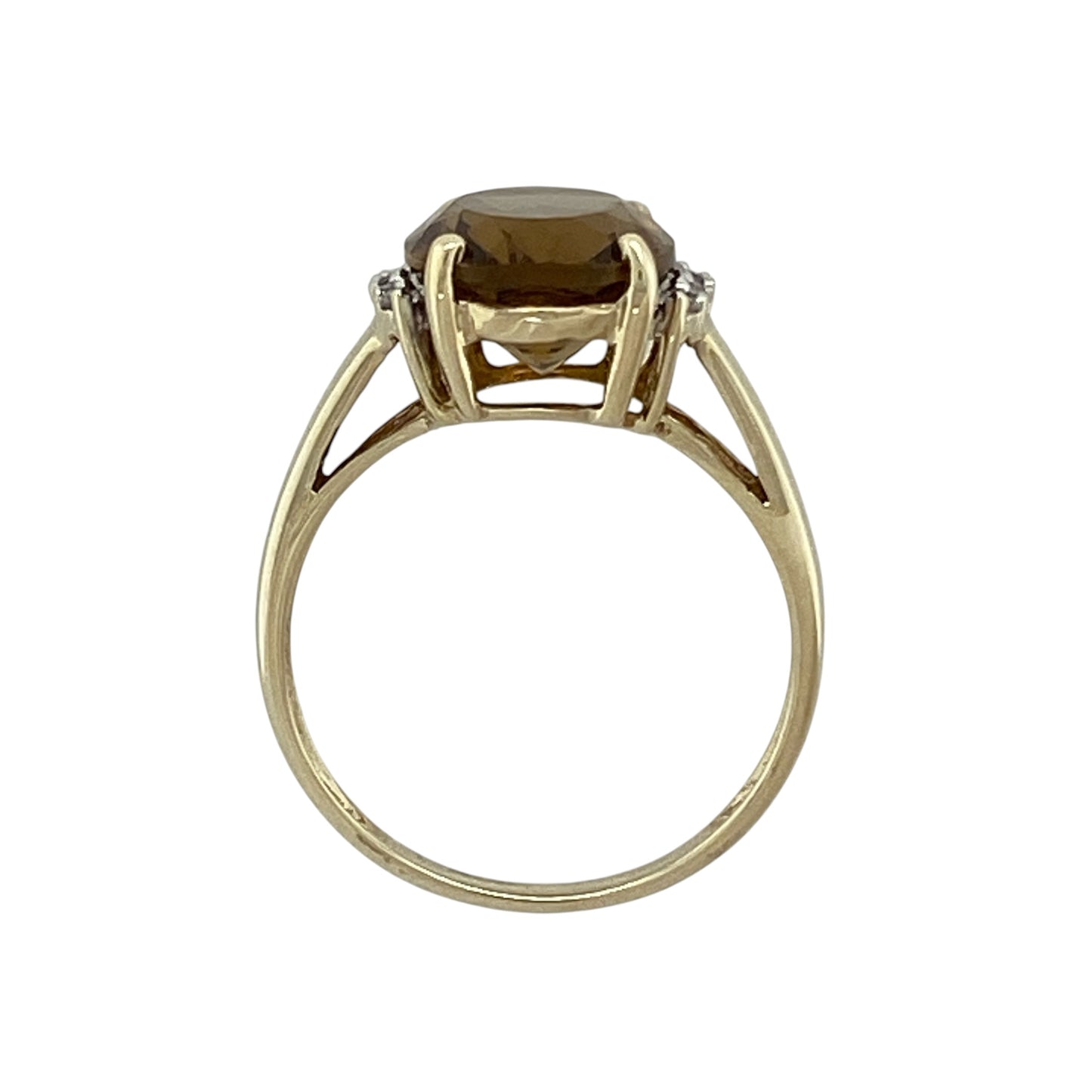 9ct Gold Diamond & Yellow Stone Ring