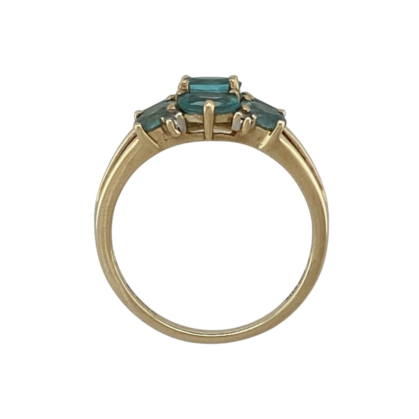 9ct Gold Diamond & Blue Stone Cluster Ring