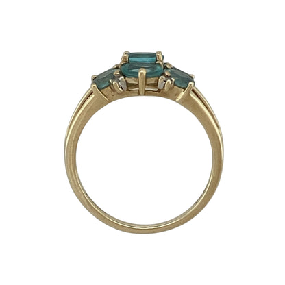 9ct Gold Diamond & Blue Stone Cluster Ring