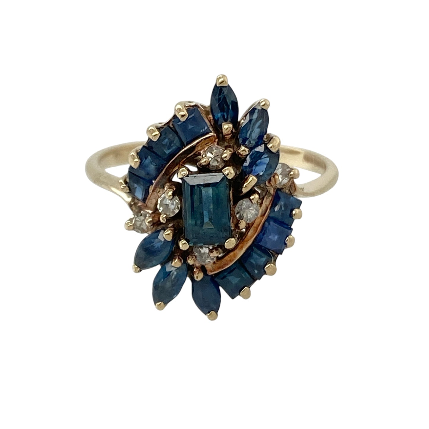 9ct Gold Diamond & Sapphire Cluster Ring