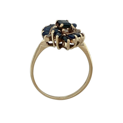 9ct Gold Diamond & Sapphire Cluster Ring
