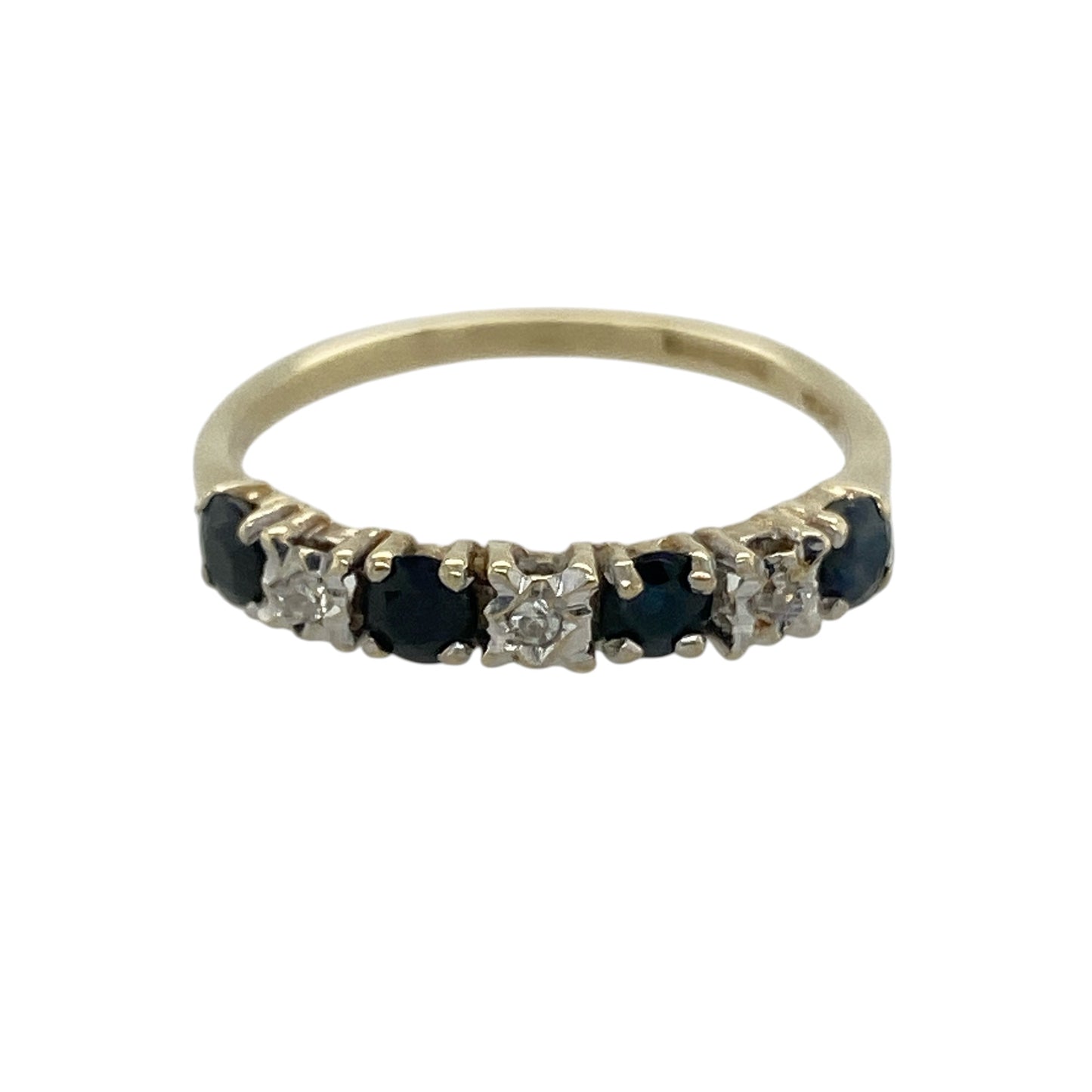 9ct Gold Diamond & Sapphire Band Ring