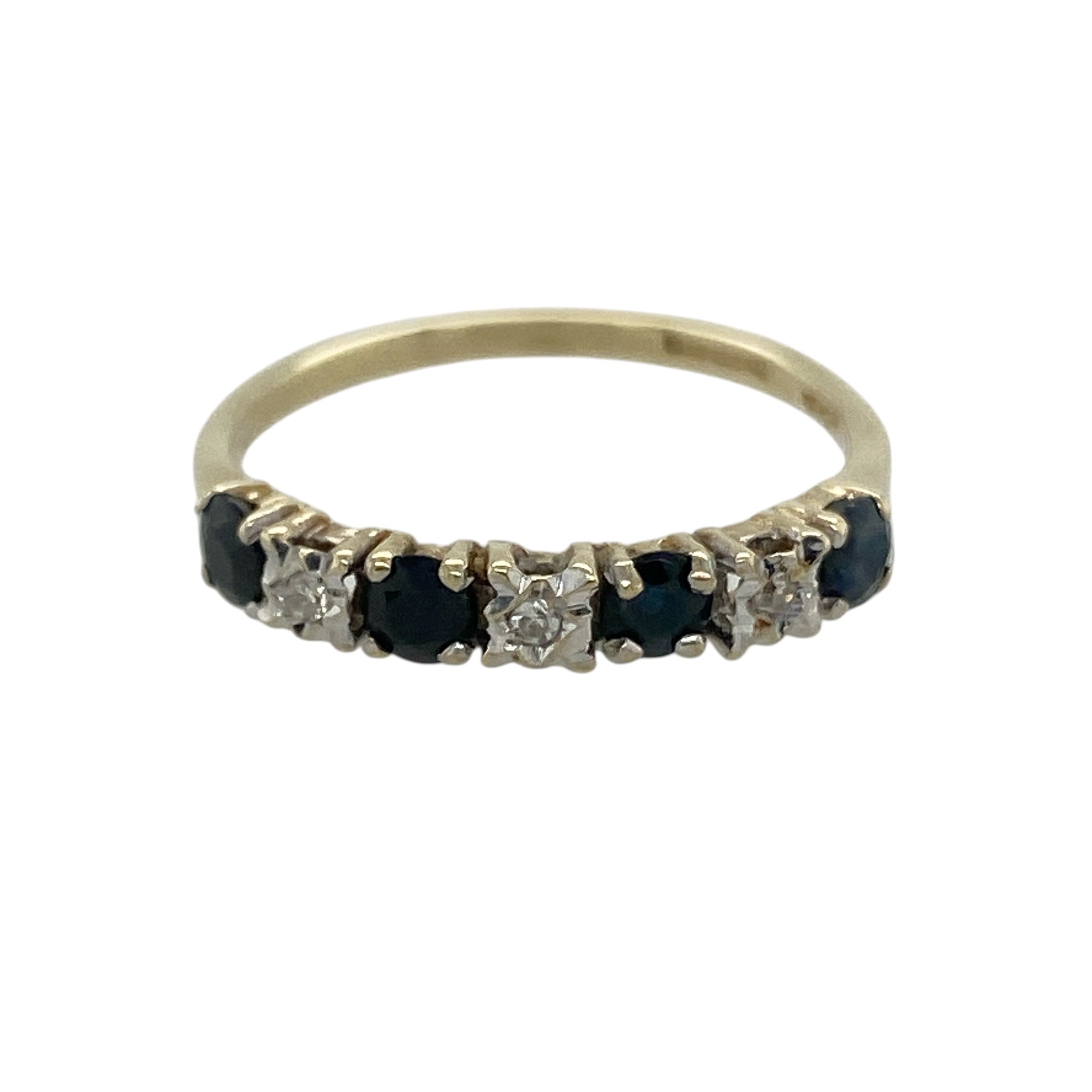 9ct Gold Diamond & Sapphire Band Ring