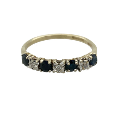 9ct Gold Diamond & Sapphire Band Ring