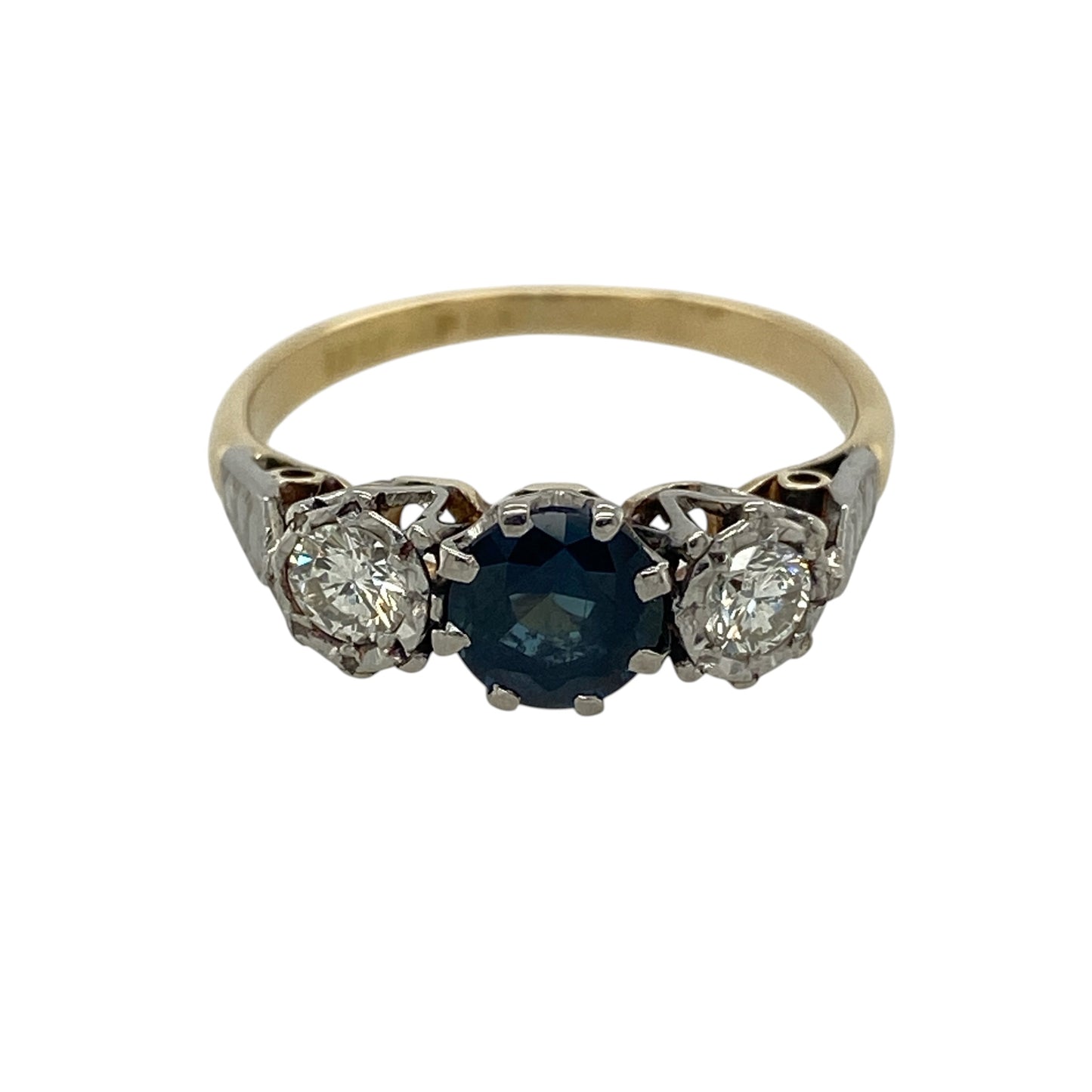 18ct Gold Diamond & Sapphire Trilogy Ring