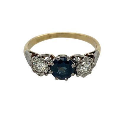 18ct Gold Diamond & Sapphire Trilogy Ring