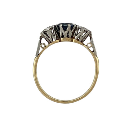 18ct Gold Diamond & Sapphire Trilogy Ring