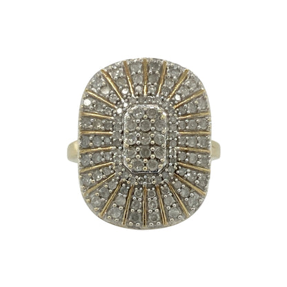 9ct Gold & Diamond Set Large Cluster Ring