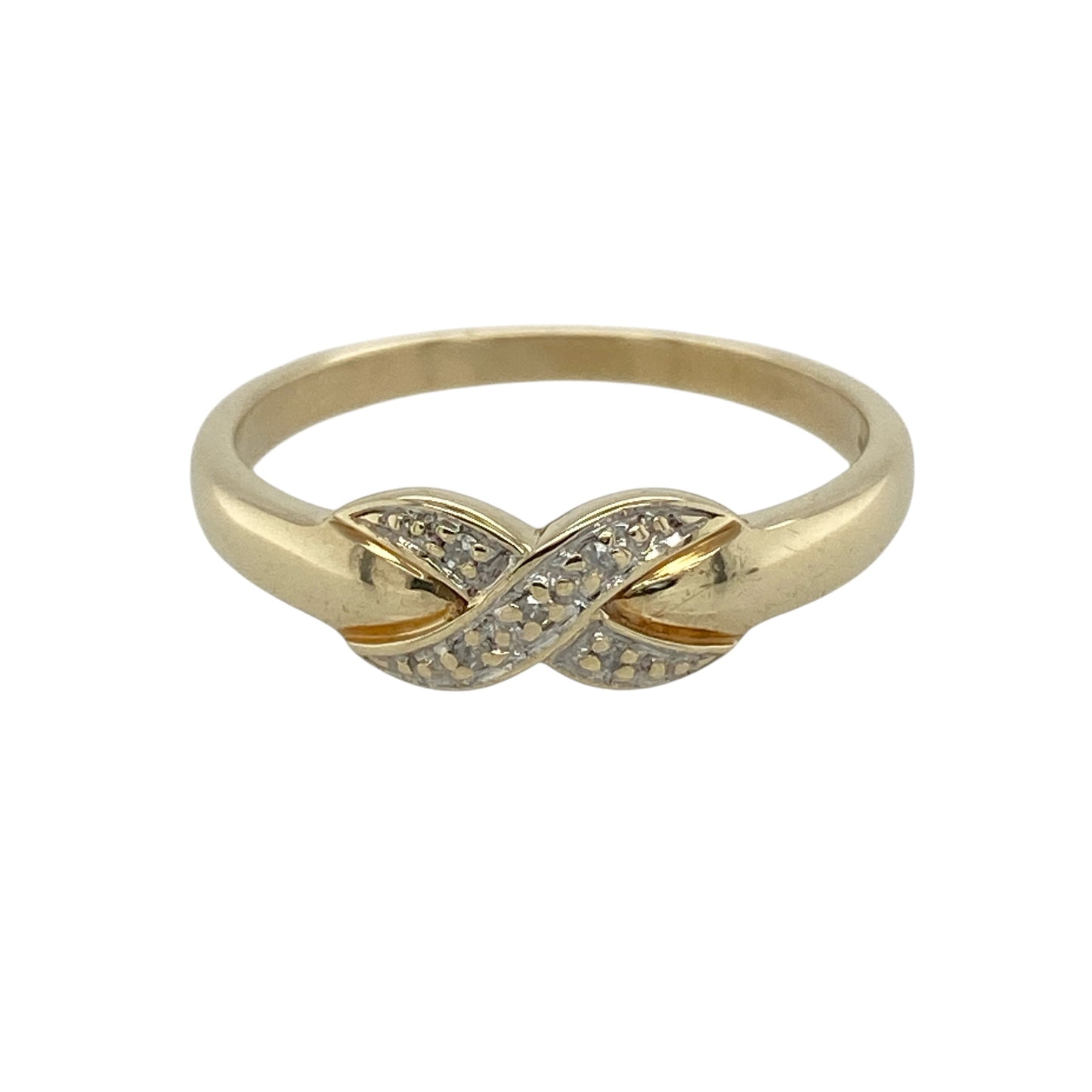 9ct Gold & Diamond Set Kiss Band Ring