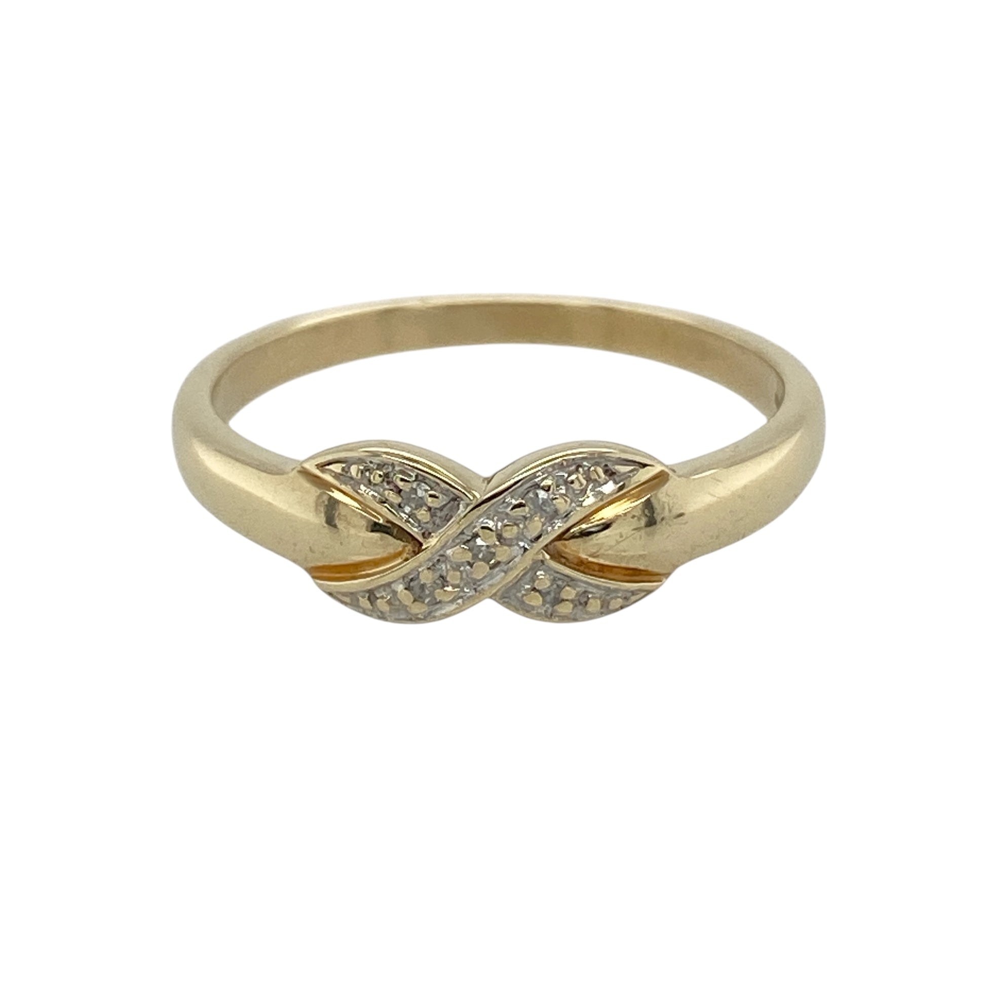 9ct Gold & Diamond Set Kiss Band Ring
