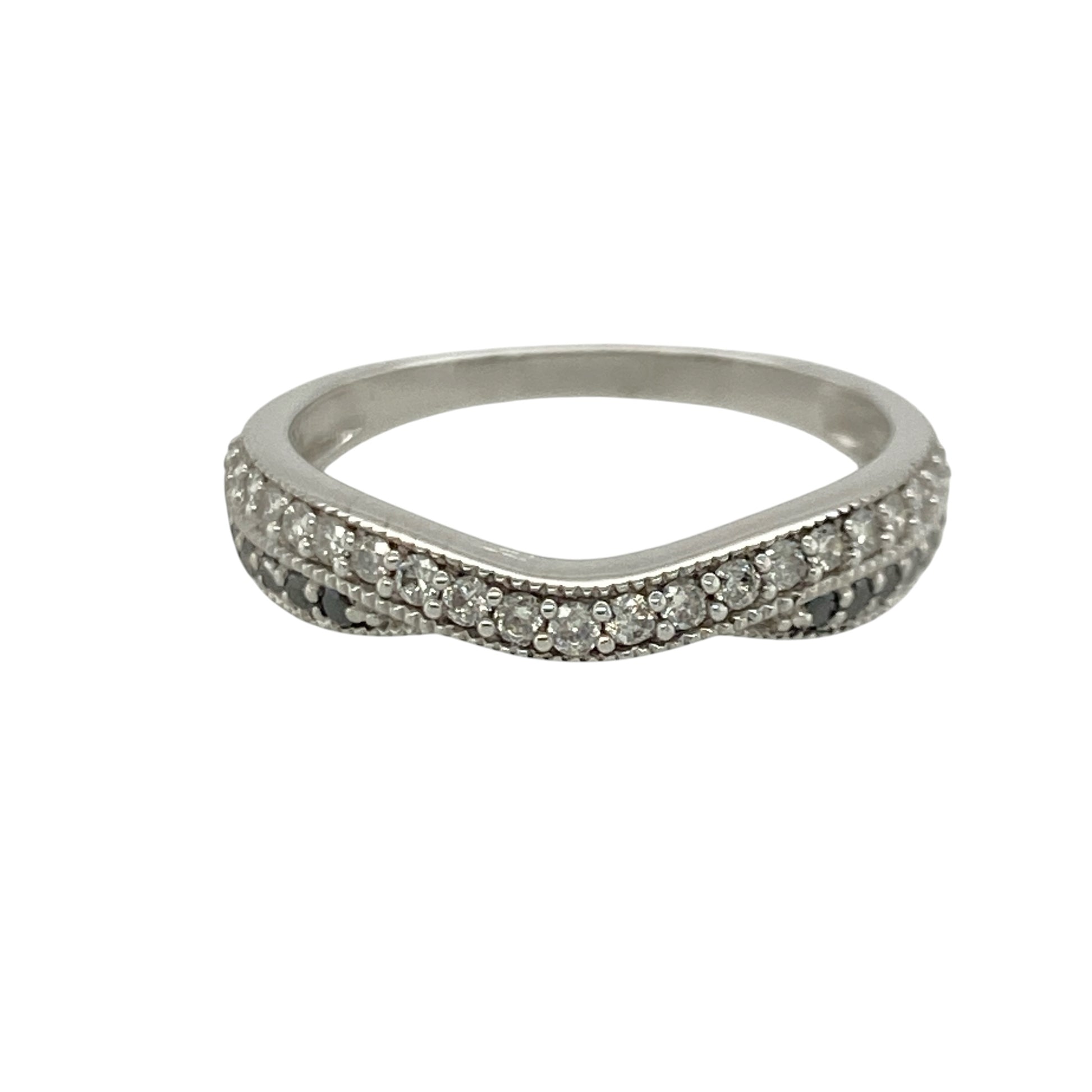14ct White Gold & Diamond Wishbone Style Ring