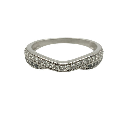 14ct White Gold & Diamond Wishbone Style Ring