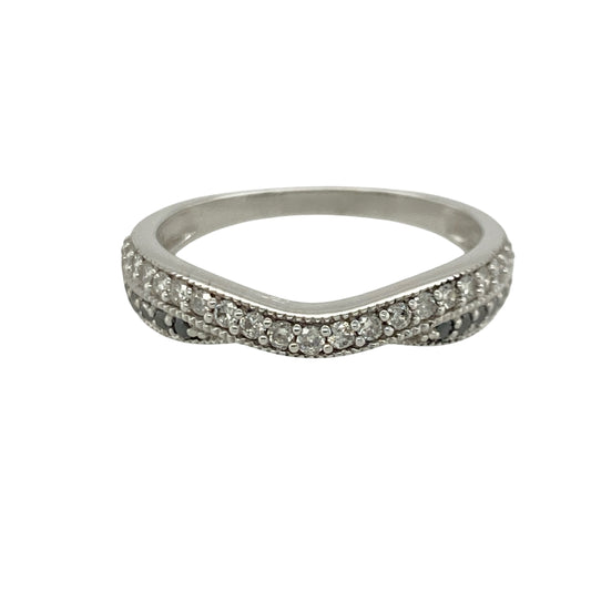 14ct White Gold & Diamond Wishbone Style Ring