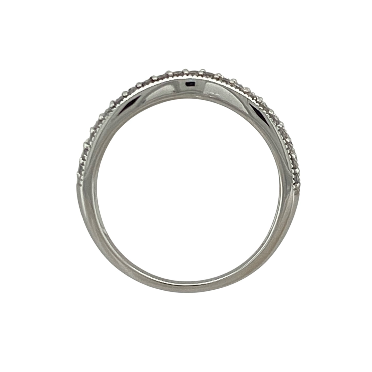14ct White Gold & Diamond Wishbone Style Ring