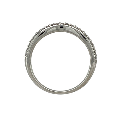 14ct White Gold & Diamond Wishbone Style Ring