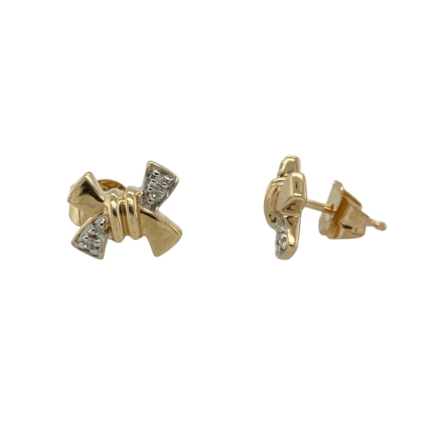 9ct Gold & Diamond Bow Stud Earrings