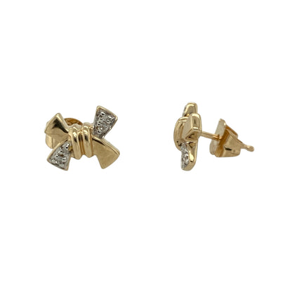9ct Gold & Diamond Bow Stud Earrings
