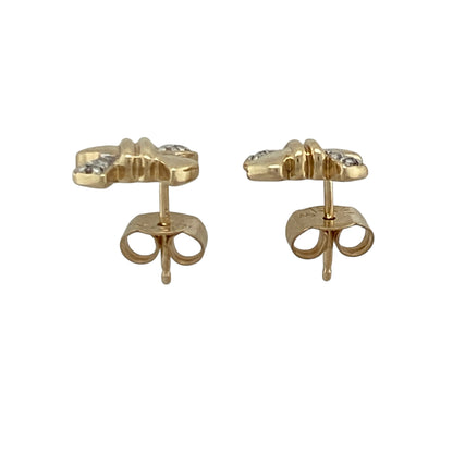 9ct Gold & Diamond Bow Stud Earrings