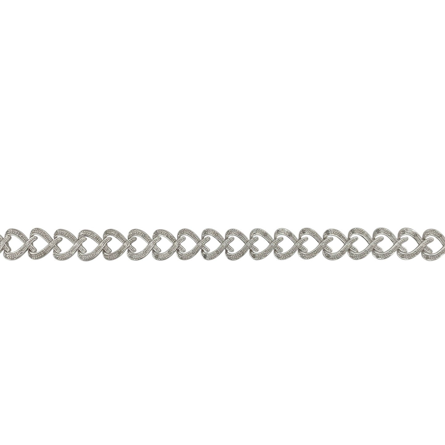 9ct White Gold & Diamond Heart Link 7.5" Bracelet