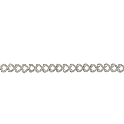 9ct White Gold & Diamond Heart Link 7.5" Bracelet
