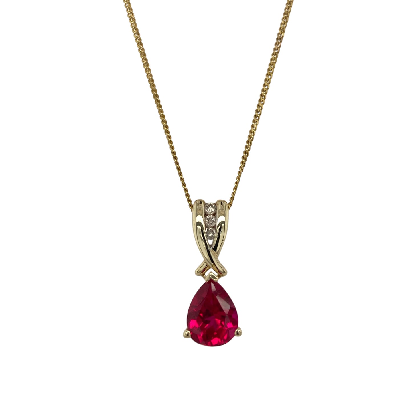 9ct Gold Diamond & Ruby Set 18" Necklace