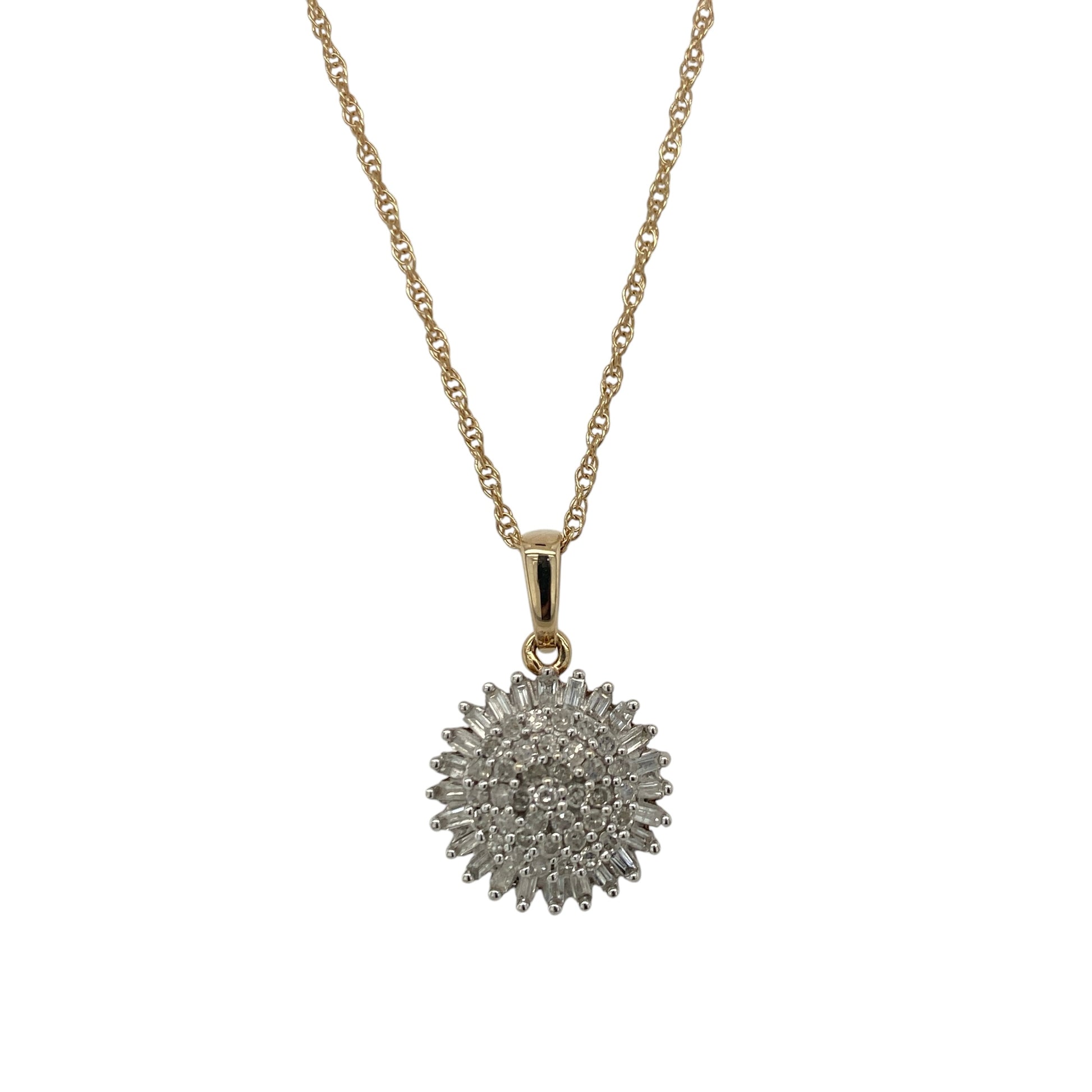9ct Gold & Diamond Set Cluster 18" Necklace